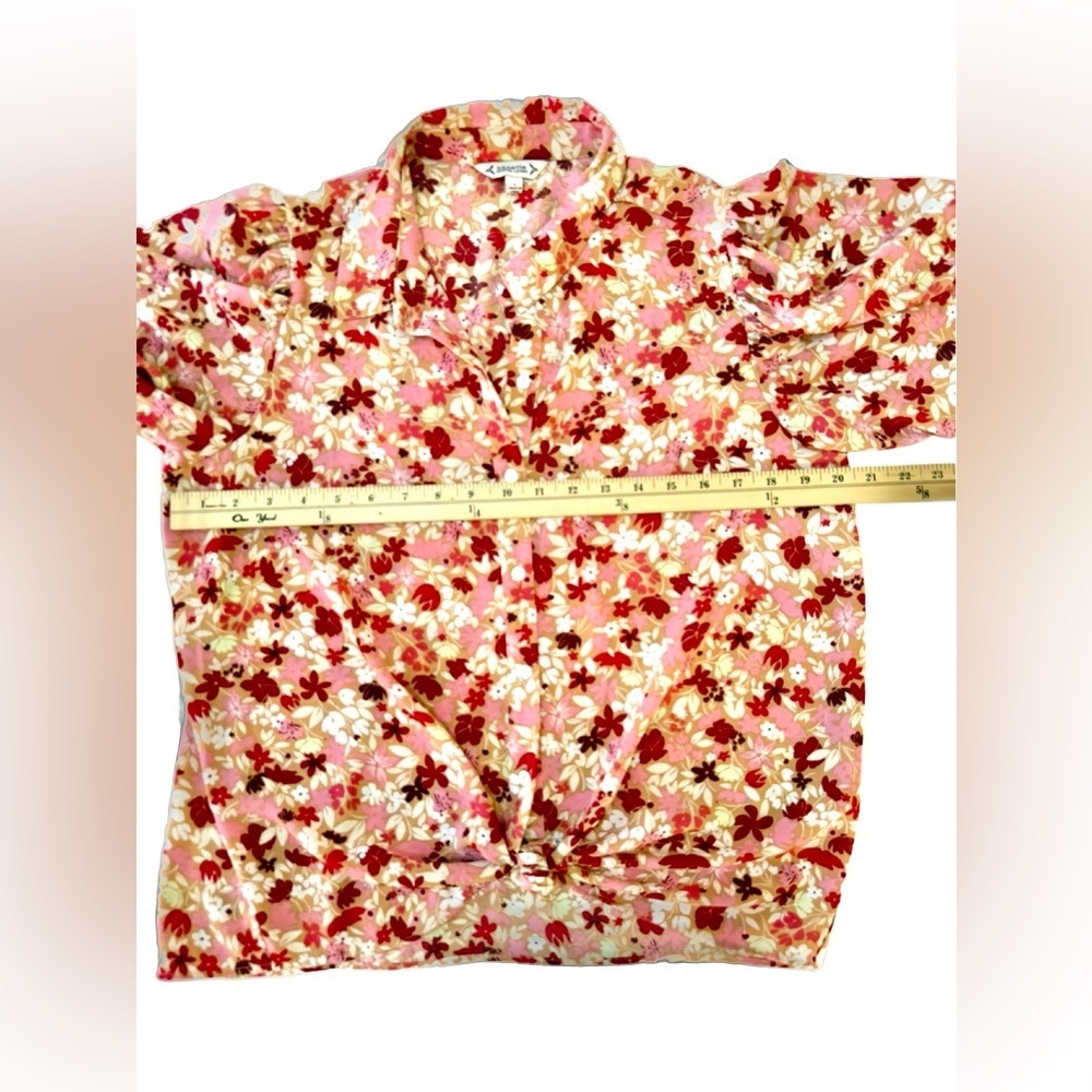 Nanette Lepore Red and Pink Floral Blouse - Picture 6 of 9
